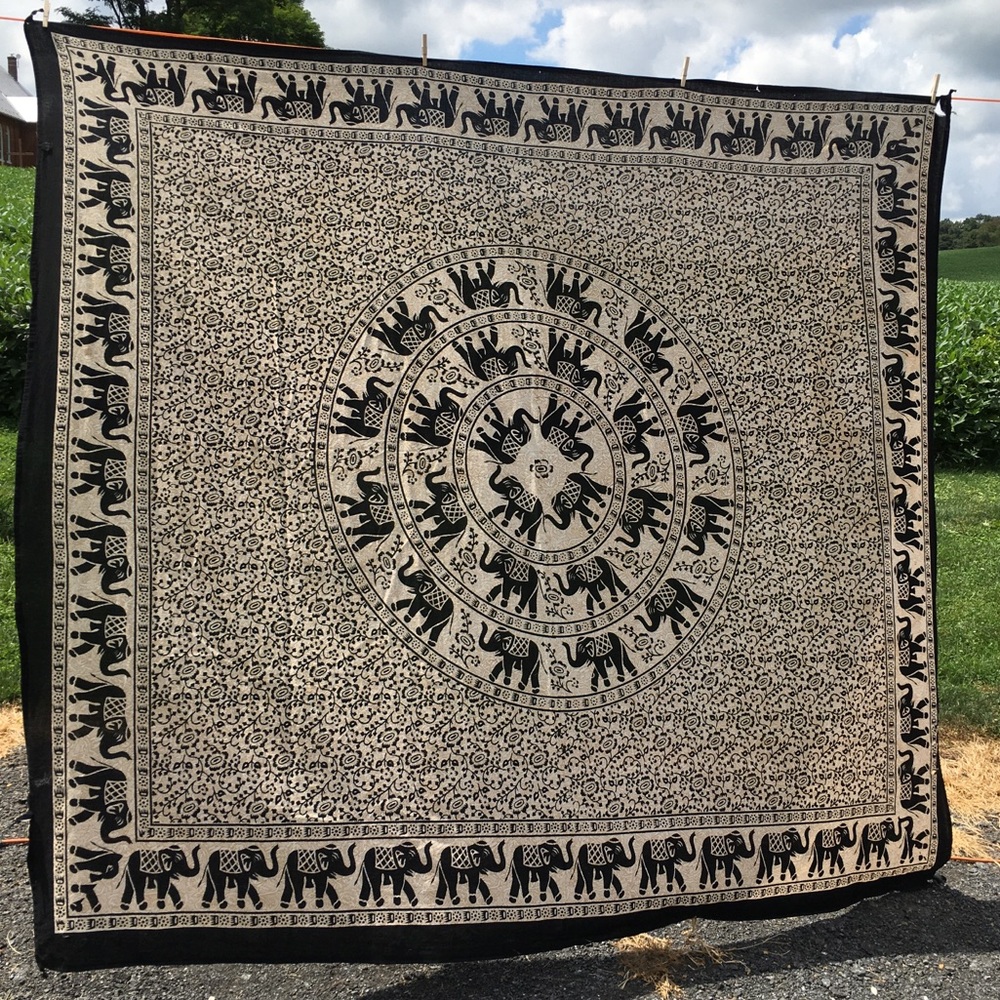 Black and White Elephant Tapestry